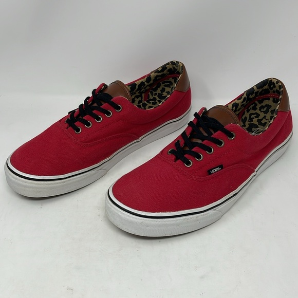 Vans  Maroon Red Authentic Low Pro Canvas Sneaker Leopard Interior - Picture 5 of 11